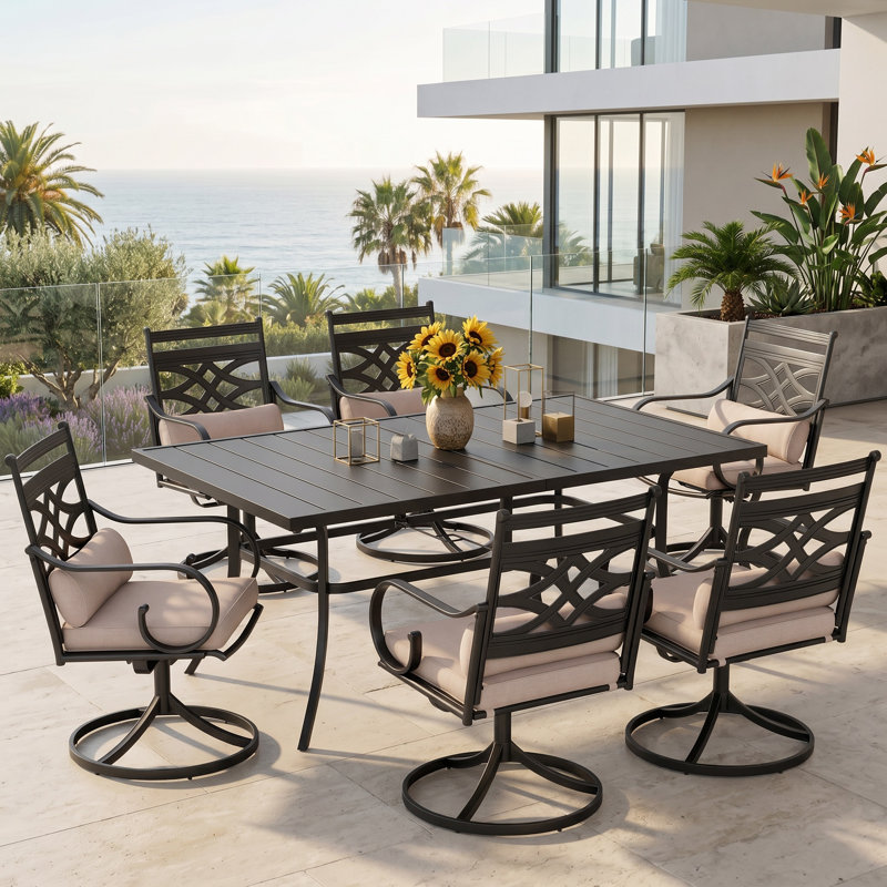 6 - Person Patio Dining Set with Rectangular Table , Cushions Included