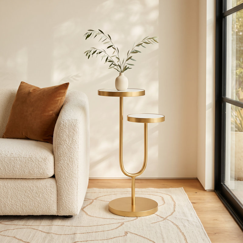 Ericson Mirrored Glass Top End Table, Gold
