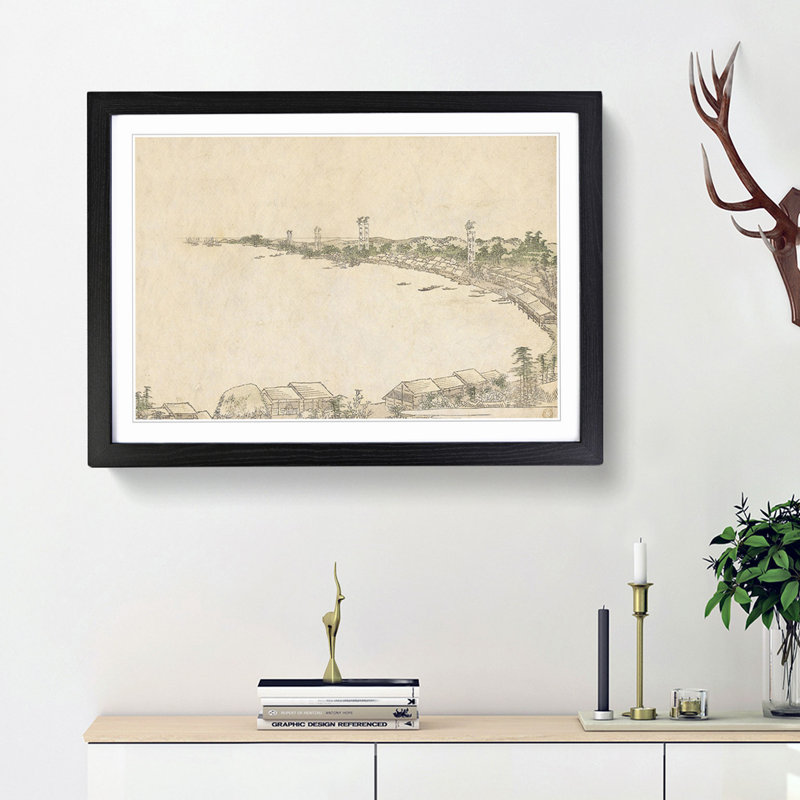 Coastline by Katsushika Hokusai - Framed Print, 36cm H x 48cm W x 2cm D, Black Framed