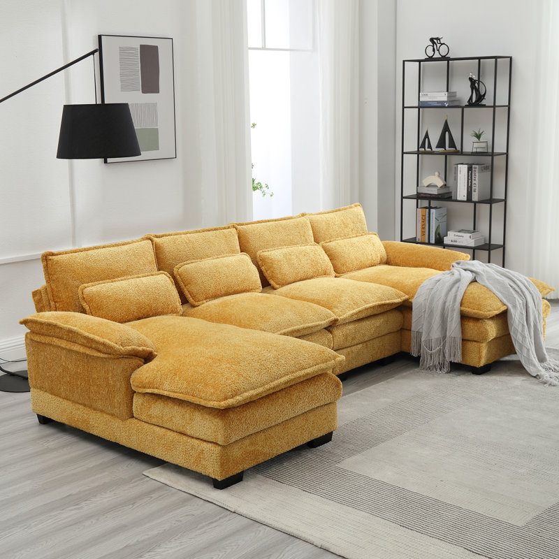 Canapé modulaire Odas, Chenille jaune