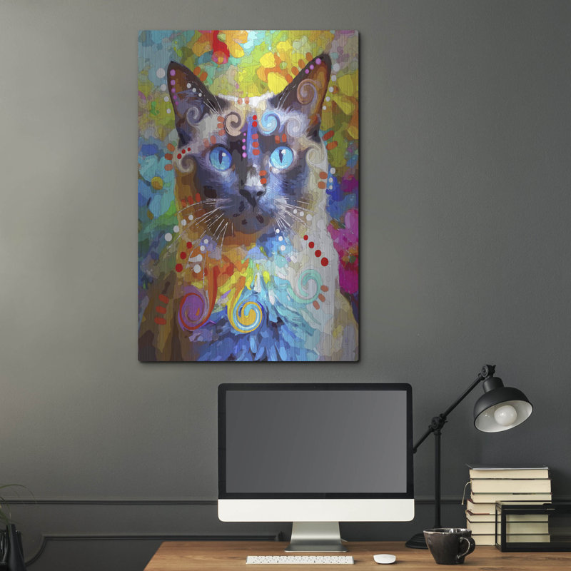 Art mural en métal Winston Porter «The Focused Siamese» par Dean Russo, H 36 po x l 24 po