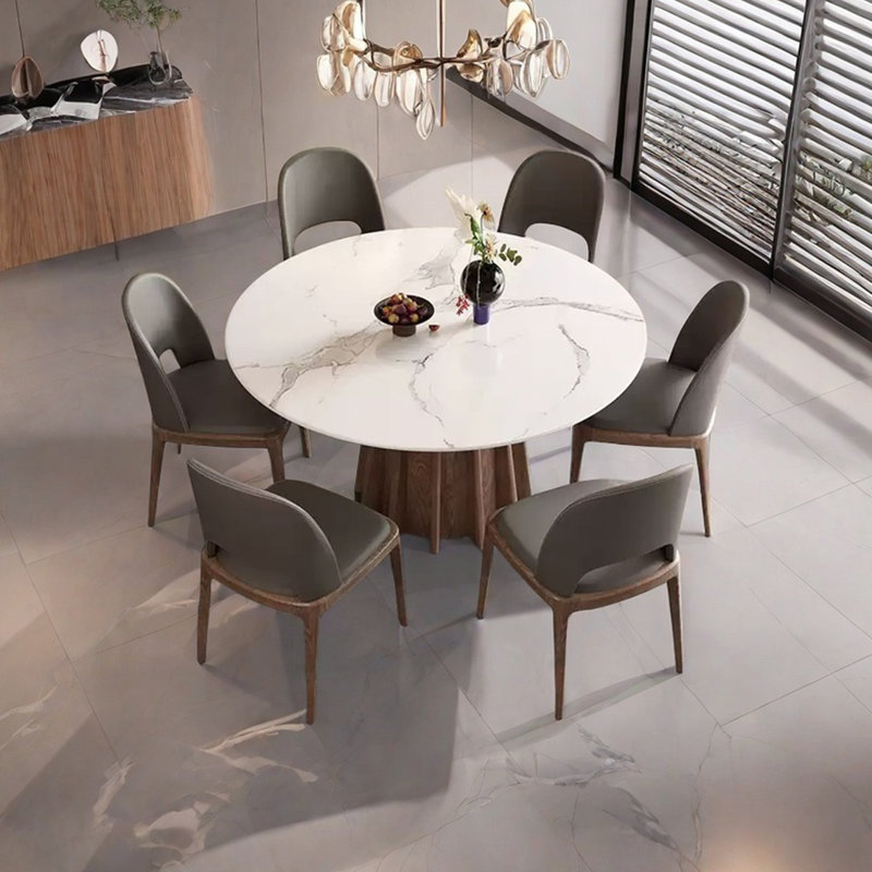 Table de salle à manger ronde en bois de frêne, H 29,52 po x L 53,14 po x l 53,14 po