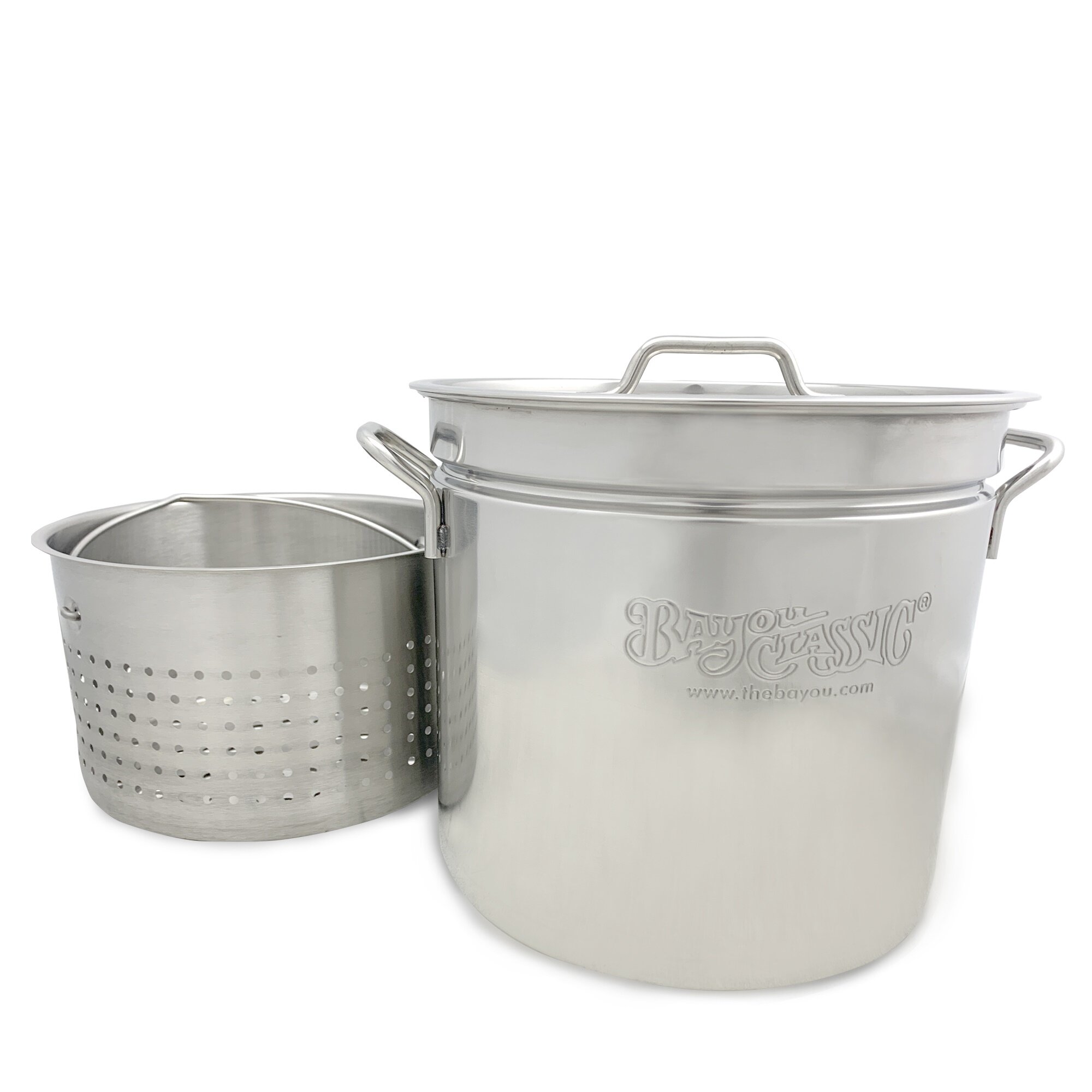 Bayou Classic 14-qt Stainless Fry Pot with Lid, Basket