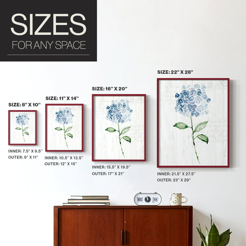 Garden Botanical II Framed Print - Solid Wood, 21" H x 17" W, Red