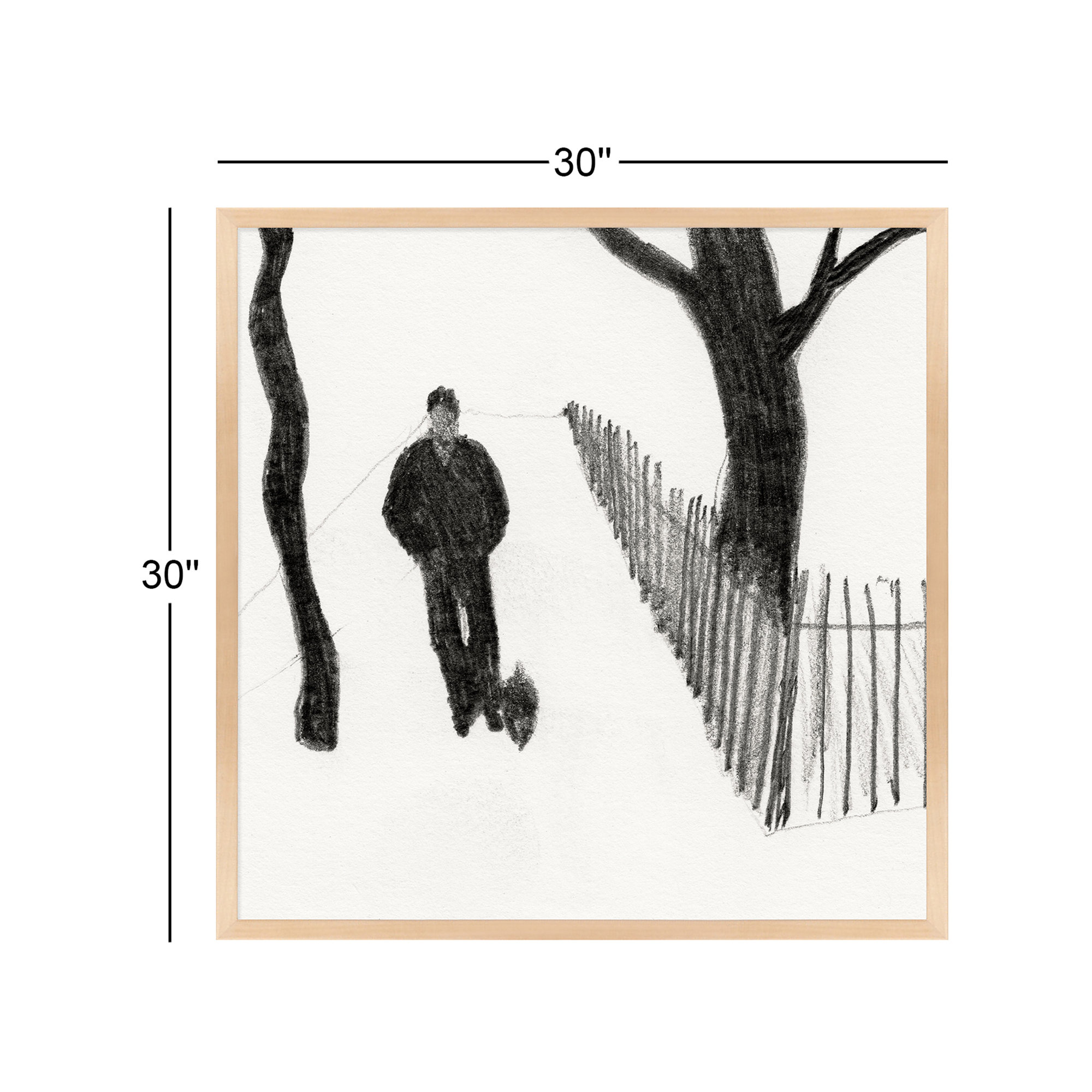 Walking The Dog by Simon Schneiderman, 30" H x 30" W x 1.25" D, Brown