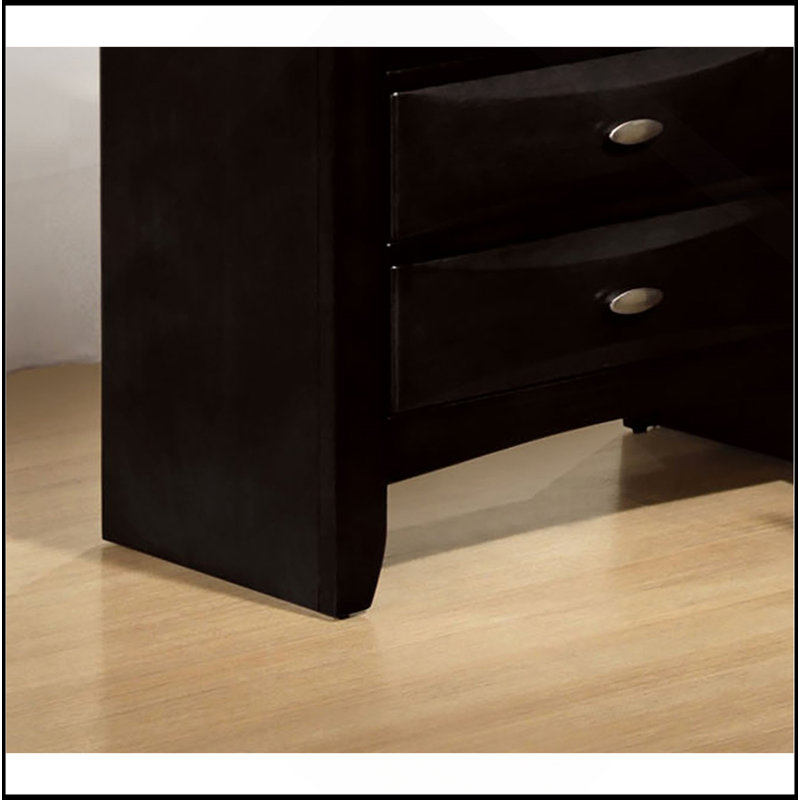 Commode à 5 tiroirs à finition noire avec poignées ovales et 1 poignée, Noir