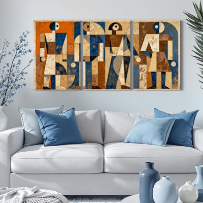 Abstrait géométrique, reproduction d'art sur toile tendue sur toile (ensemble de 3)