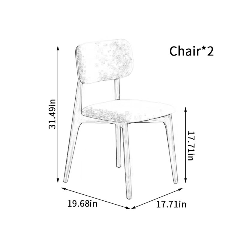 Chaises de salle à manger simples en lin et bois de frêne