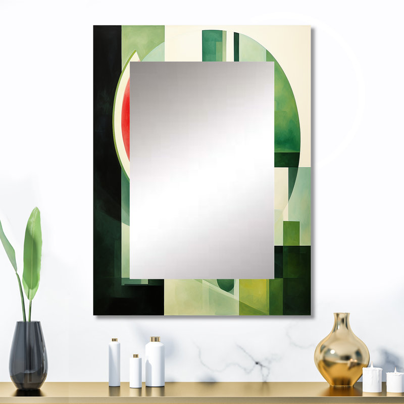 Green Slice Watermelon Fruit - Fruits Large Wall Mirror, Traditional Decorative Mirror, Printed Metal Art, 32" x 24"