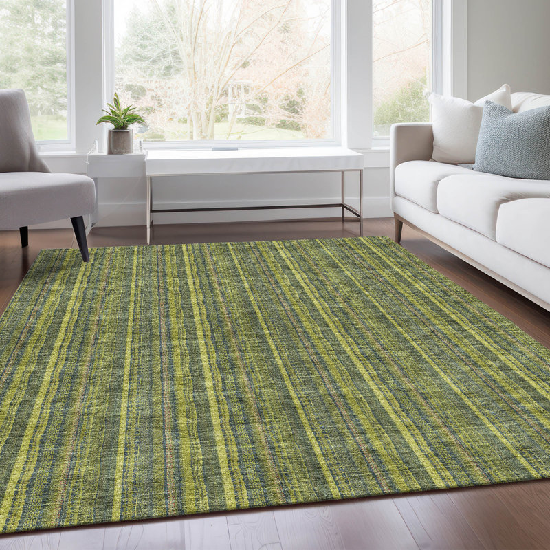 Premium Machine Washable Prisco Olive Rug, Rectangle 10' x 14'
