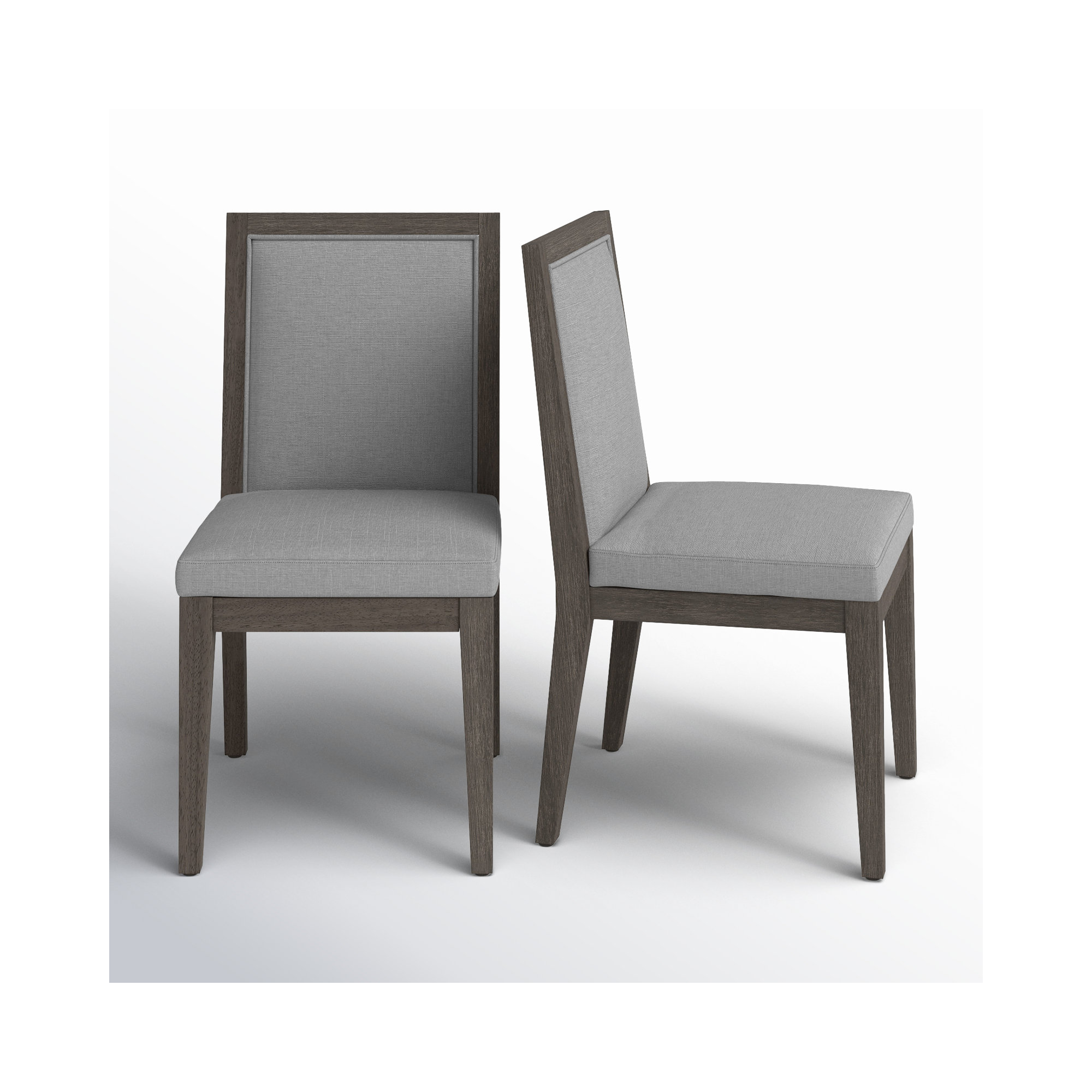 Meria Upholstered Side Chair in French Roast, Gray Linen Blend