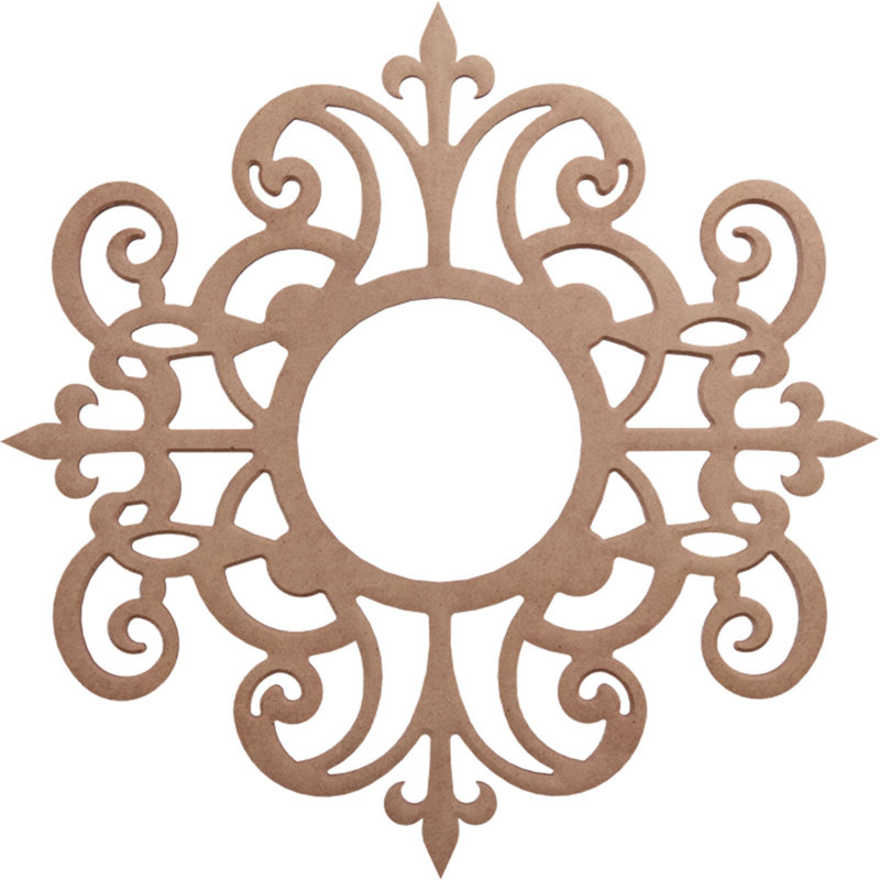 Médaillon de plafond en bois d'aulne Dijon, Bois (qualité peinture), H 16 po x l 16 po x P 0,38 po