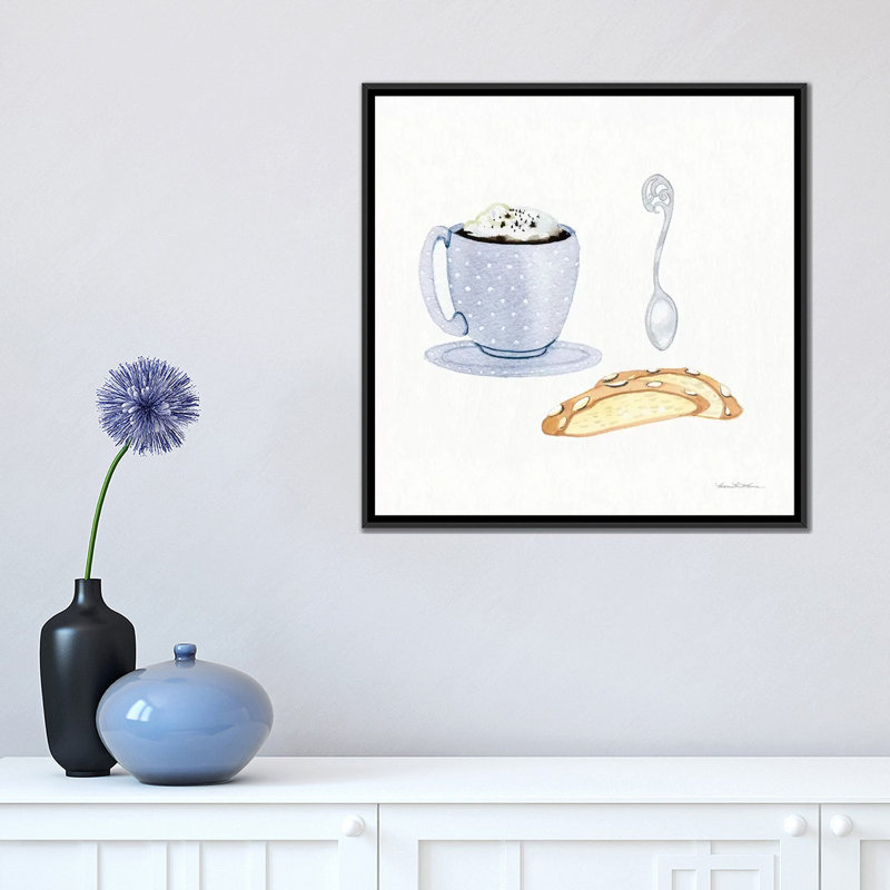 «Coffee Break IX», reproduction sur toile tendue, H 18 po x l 18 po x P 1,5 po, Toile avec cadre noir, Pas de tapis