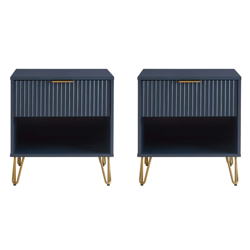 Gafita 20.07'' W Nightstand, Midnight Blue, Set of 2