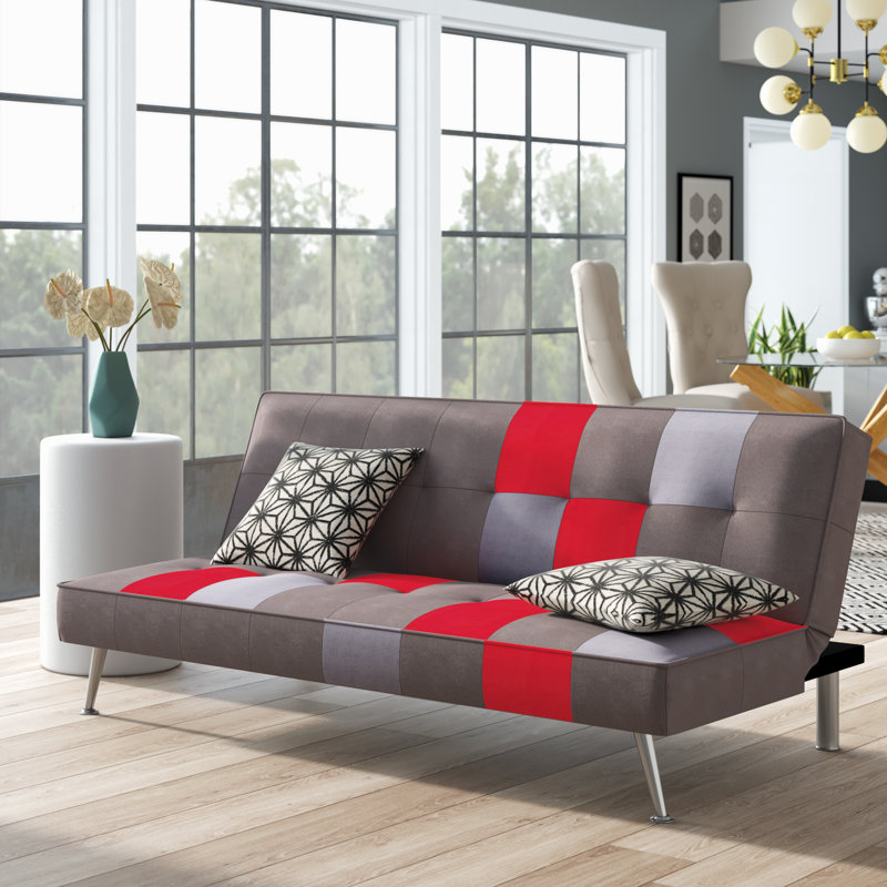 Olsker 3 Seater Velvet Sleeper, Grey/Red