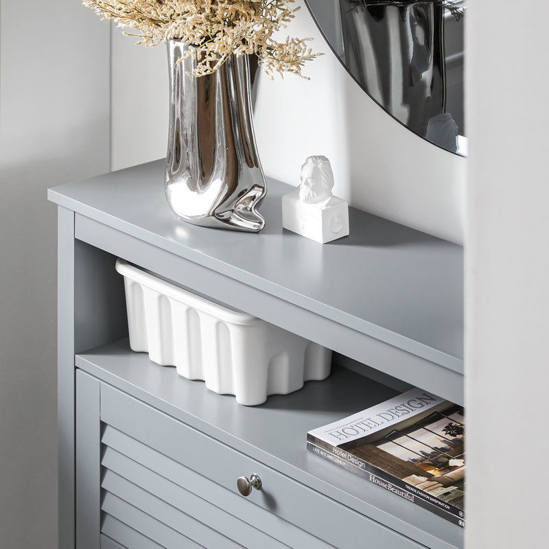 8 Pair Flip Down Shoe Storage, Gray
