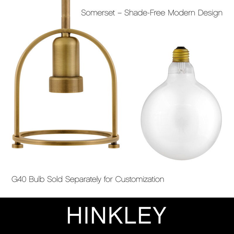 Hinkley Somerset Convertible Semi-Flush Mount Light - G40 Bulb in Photos (not included), Heritage Brass