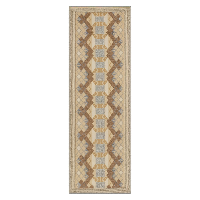 Abdellah Modern Southwestern Geometric Machine washable Brown / Beige Indoor Area Rug with Non-Slip Backing, Runner 2'3" x 6'