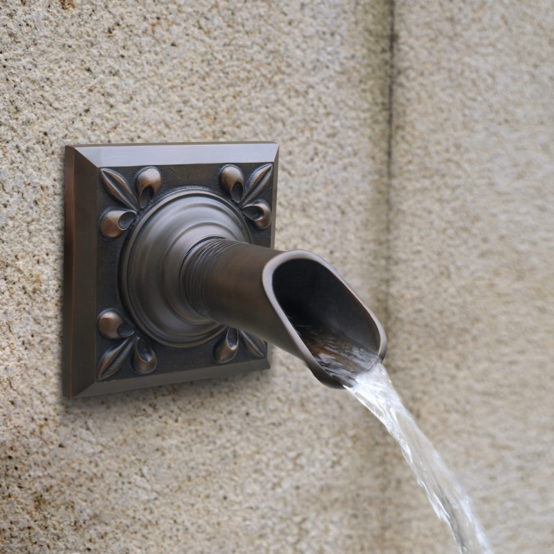 Solid Brass Made Exquisite Handcrafted Waterfall Spout for Landscape, Water Fountain Spout Scupper Luxury Decoration for Pools, Ponds, Water Walls
