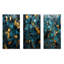 «Blue and Gold Marble Elegance I», ensemble d'art mural abstrait en métal marbré de 3-2060717176