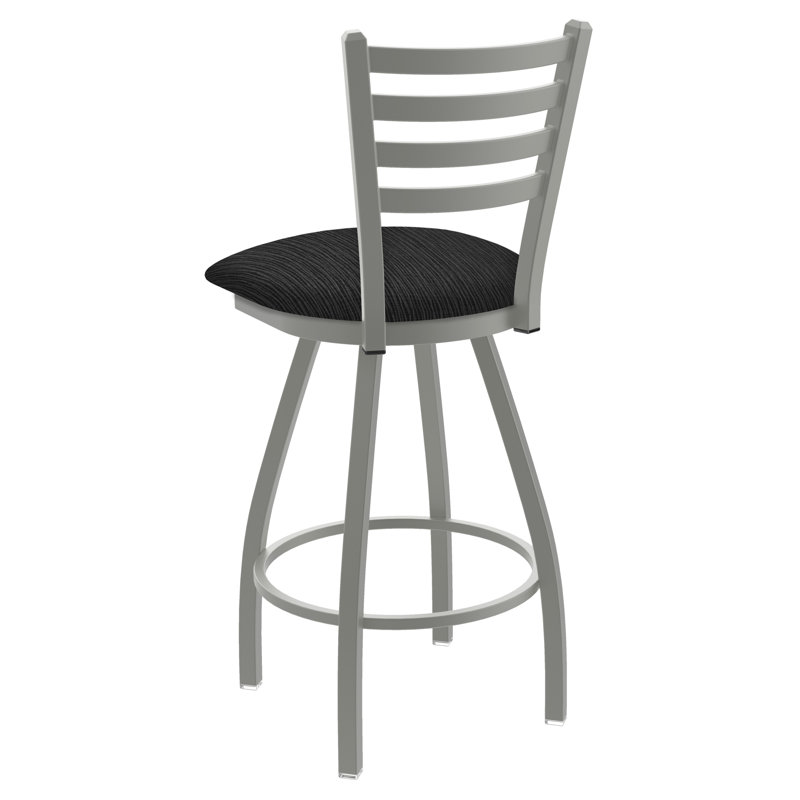 Tabouret de bar pivotant de 36" Evers, Nickel anodisé, Tissu - charbon graphique, Extra Tall (36” Seat Height)