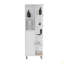Armoire de salle de bain H 63 po en lin avec sept tablettes ouvertes, un tiroir et quatre pieds