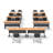 Tables Training Meeting Seminar Classroom 8Pc Beech Folding Industrial Caster Z-Base. Tables Connect.  Modesty Panel, Shelf, Power+Usb Outlet. Fold+Nest For Storage (Seating Not Included).