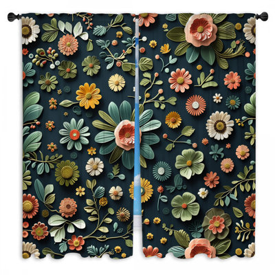 Rideaux de fenêtre à motif floral obscurcissant et obscurcissant - 2 panneaux