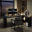 Bureau noir en bois massif en forme de L-108803824-108803828