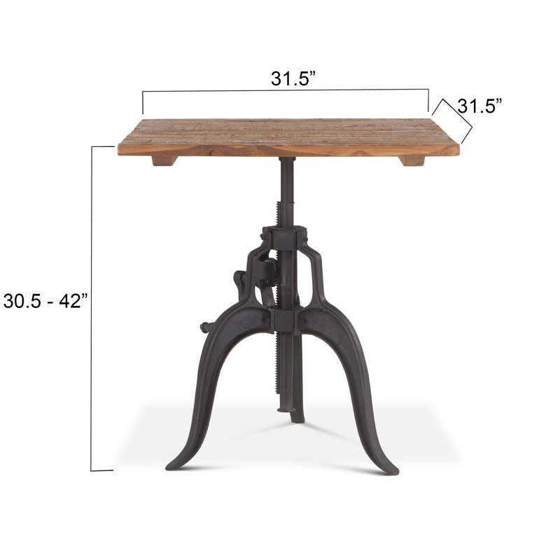 Hackett Extendable Teak Solid Wood Top Metal Base Dining Table