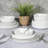 Gibson Elite Auckland Blue Swirl Stoneware Reactive Glaze 16 Piece Plates and Bowls Dinnerware Set