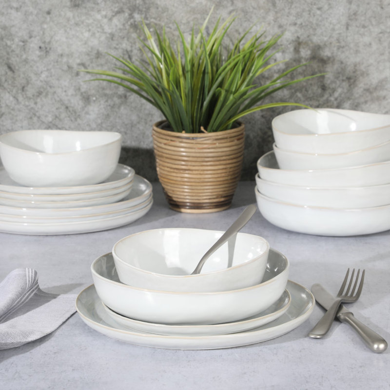 Auckland Blue Swirl Ceramic 16-Piece Dinnerware Set