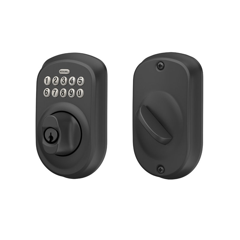 Schlage Keypad Deadbolt with Plymouth Trim, Matte Black