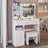 37" Left Drawer Desktop LED Vanity Table + Cushioned Stool, Large Sliding, Touch Control, 3-Color Switching Mirror, High Capacity Storage Fashionable Makeup Dressing Set, EPA, GCC, UL Certificate-1608087544