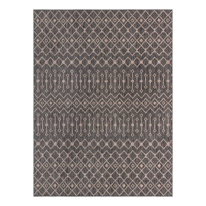 Tapis intérieur / extérieur gris anthracite Leyla, Rectangle 10 pi x 13 pi