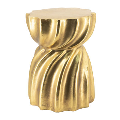 Gold Finish Magnesium Stool With Sculptural Design, A Practical Addition To Home Decor 14X14x18.7 Inches Accent Stool, Contemporary And Versatile Furniture Item