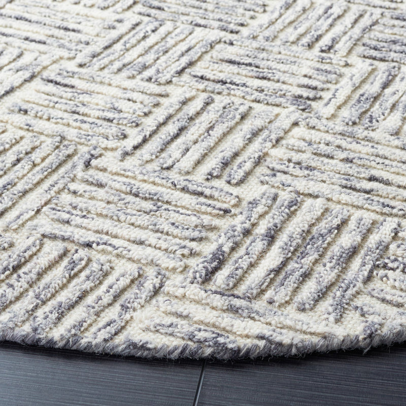Tapis gris touffeté à la main Richard, Rectangle de 5 pi x 8 pi