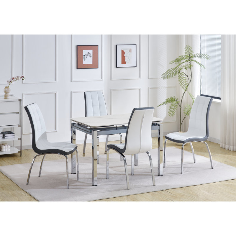 4 -Person Extendable Ceramic Dining Set, White