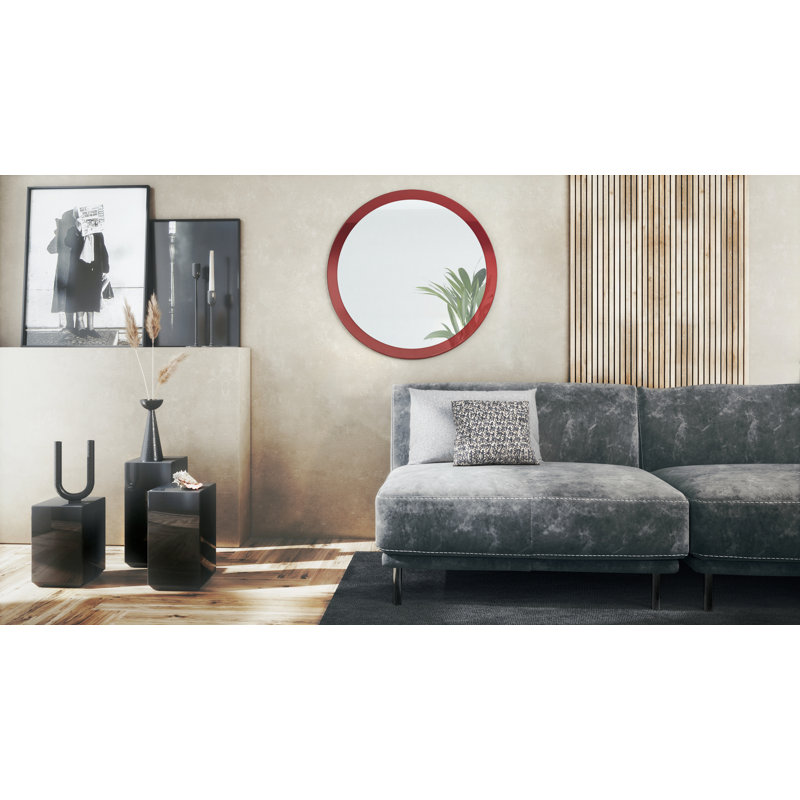 Colwich Engineered Wood Flat Wall Mirror, High-Gloss Burgundy, 80cm H x 80cm W