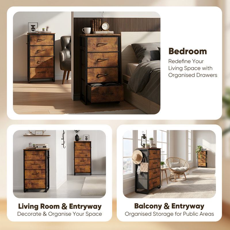 4 Drawer Storage Drawer, Brown