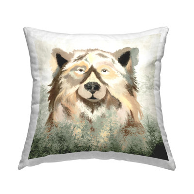 Mountain Brown Bear Trees Printed Throw Pillow Design By Elizabeth Medley
