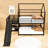 Metal House-Shaped Bunk Bed with Built-in Stairs and Slide-1902071058
