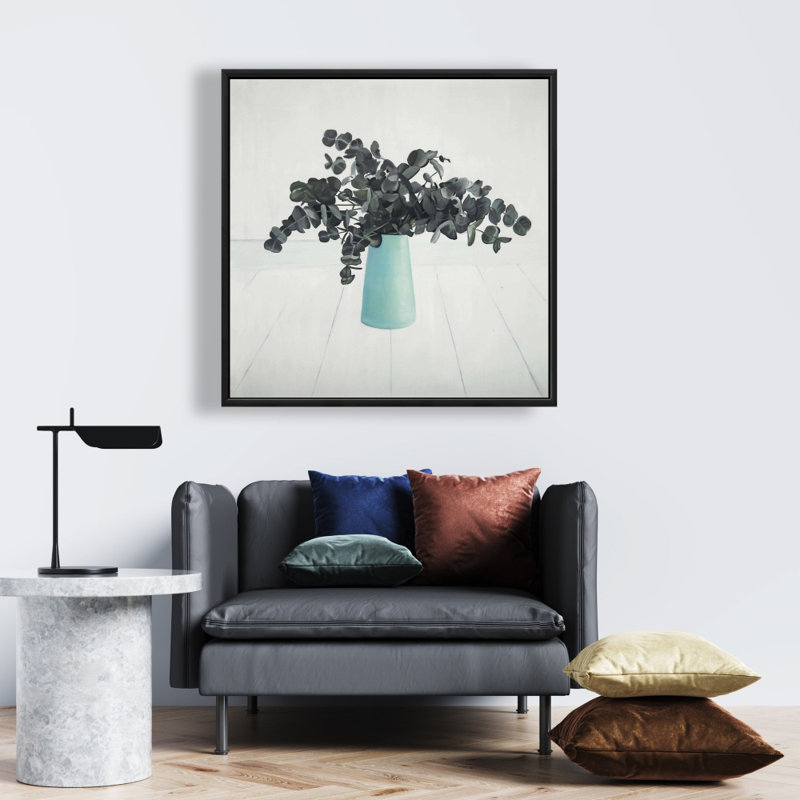 Toile blanche avec cadre botanique floral - Bouquet d'eucalyptus