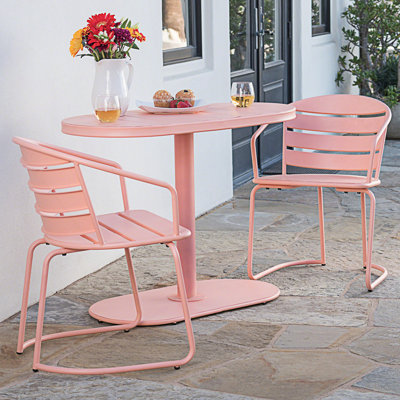 3-Piece Outdoor Bistro Dining Set, 1 Oval Table And 2 Chairs
