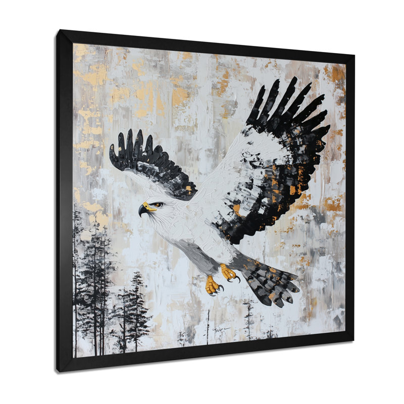 Hawk Soaring Over The Mountains I - Hawk, reproduction sur toile, Reproduction encadrée, H 30 po x l 30 po, Noir