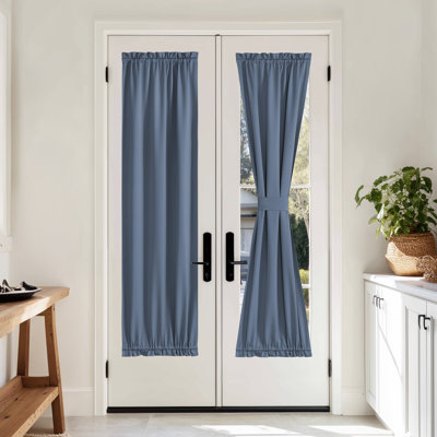 100% Blackout Door Curtain Thermal Insulated Privacy Curtain for French Front Door with Tieback, Room Darkening Window Covering for Kitchen, 1 Panel