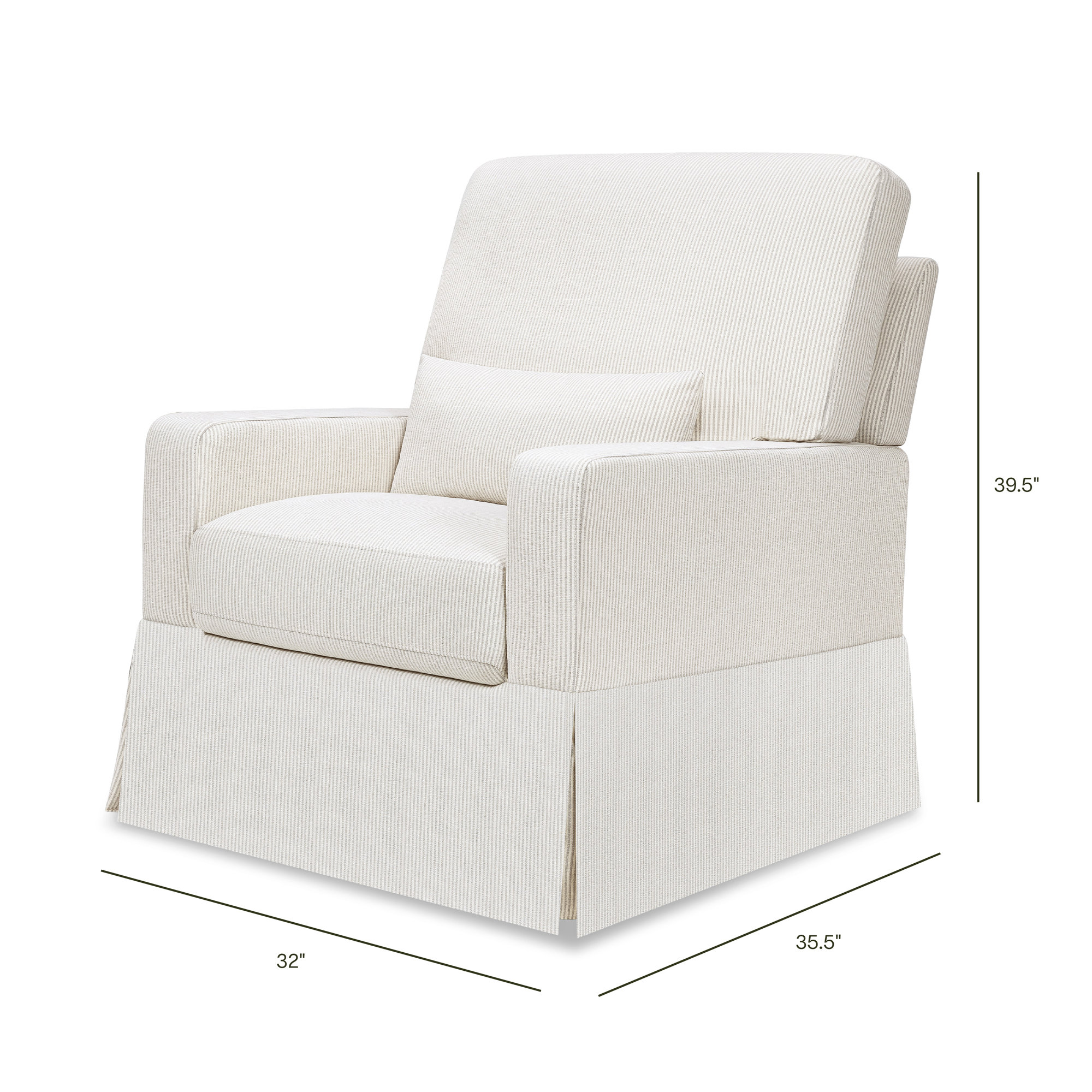 Crawford Upholstered Swivel Glider, Chatham Fog Striped Livesmart®