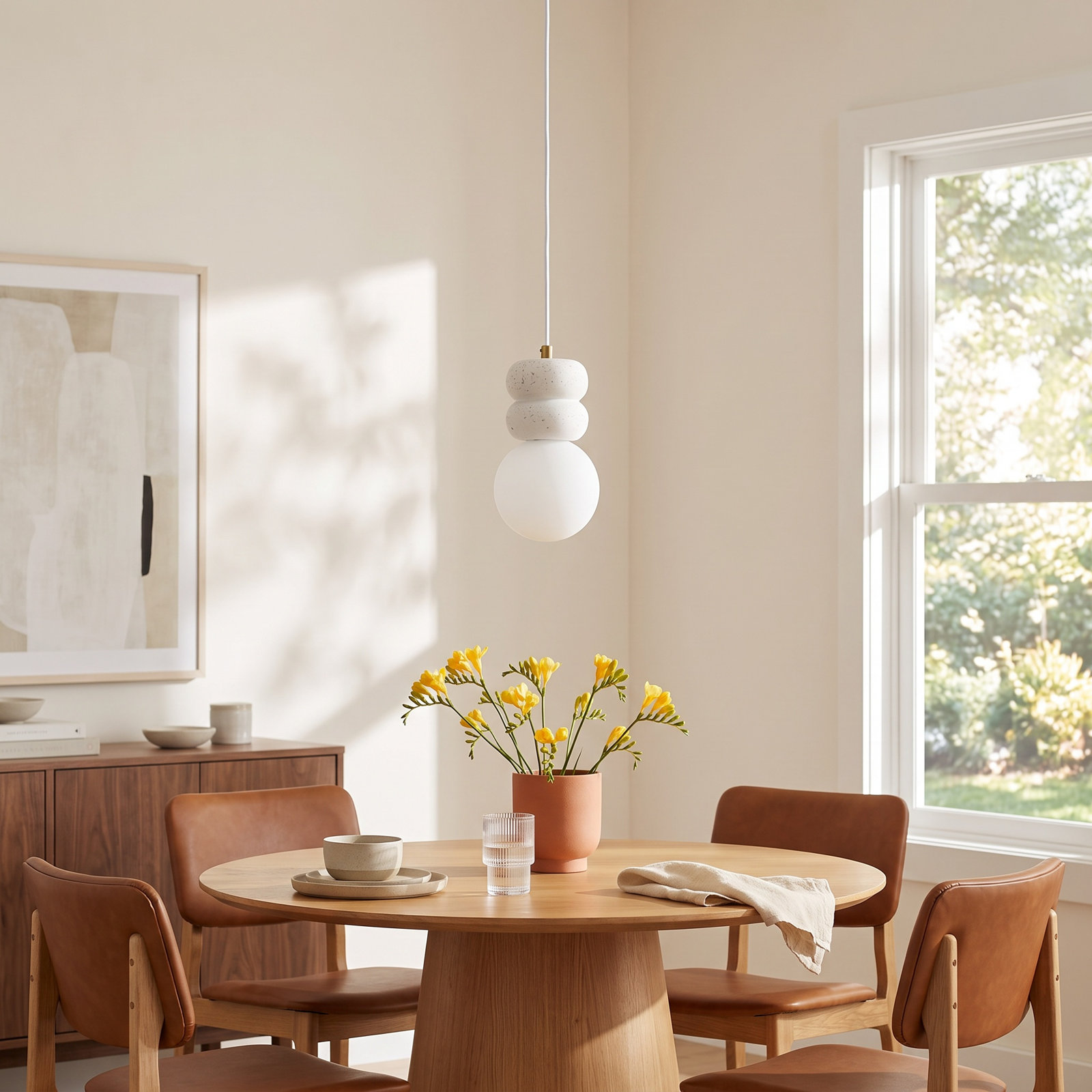 Dayna Single Light Ceramic Dimmable Pendant