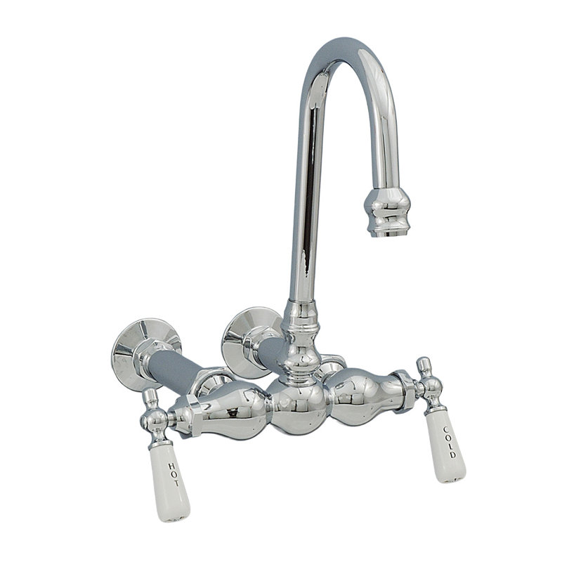 Wall Mount Gooseneck Tub Faucet Lever Handles by Strom Living, Chrome