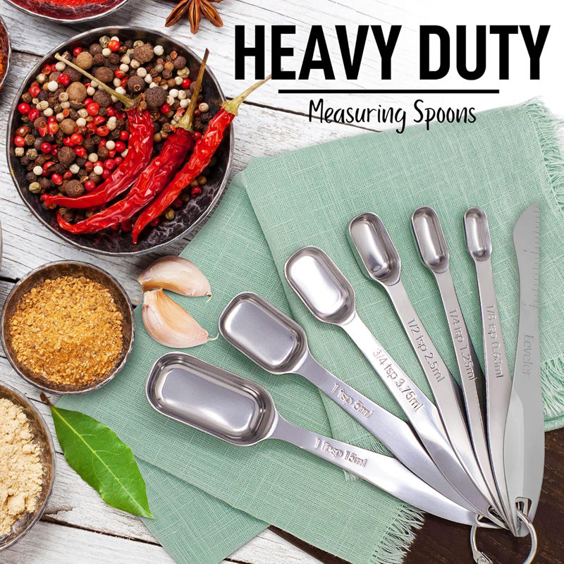 Zulay Kitchen Measuring Spoons Rectangular With Leveler - Set Of 6